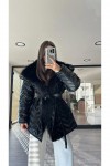 Yakası Kürk Detay Tasarım Mont - Siyah
