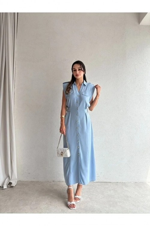 Zra Model Keten Midi Elbise