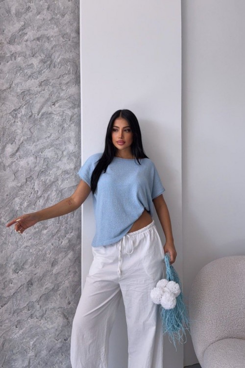 Düşük Omuz Triko Bluz